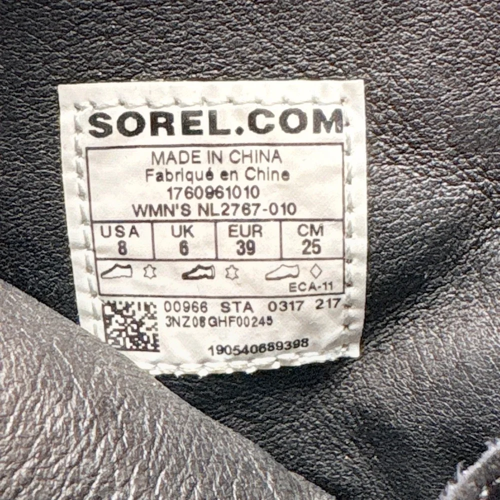 Sorel Joan of Arctic Mid Wedge Celebration Black Waterproof Boots Sz 8 Utility